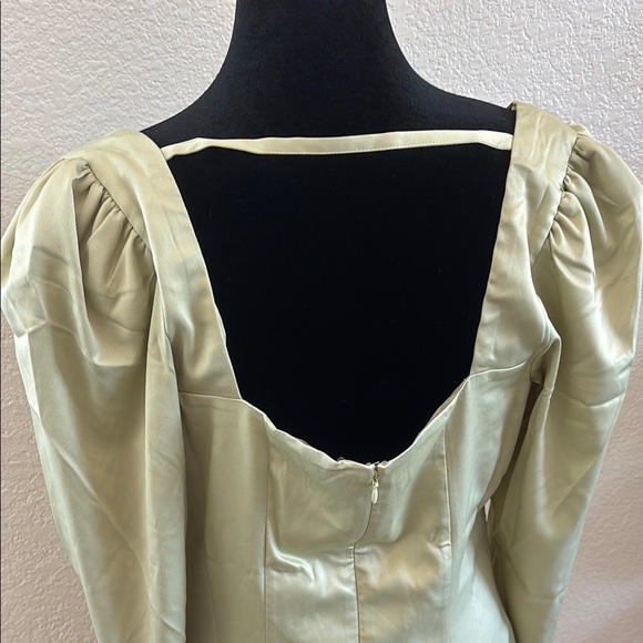 NWT $99 Danielle Bernstein Square Neck Long Sleeve Light Green Mini Dress 0125 - Picture 7 of 10